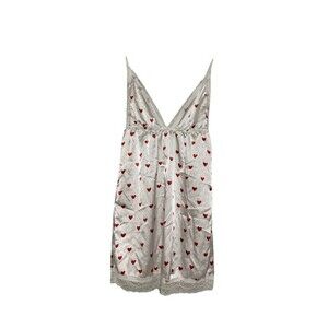 Cami Babydoll Tank Coquette Fairy Top White W Red Hearts And Lace Trimmed S